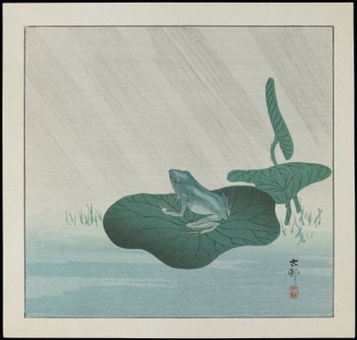 Frog in Rain, pre-1912 by Ohara Koson